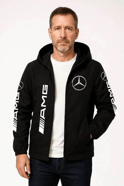 Regnjakke med hætte “AMG”