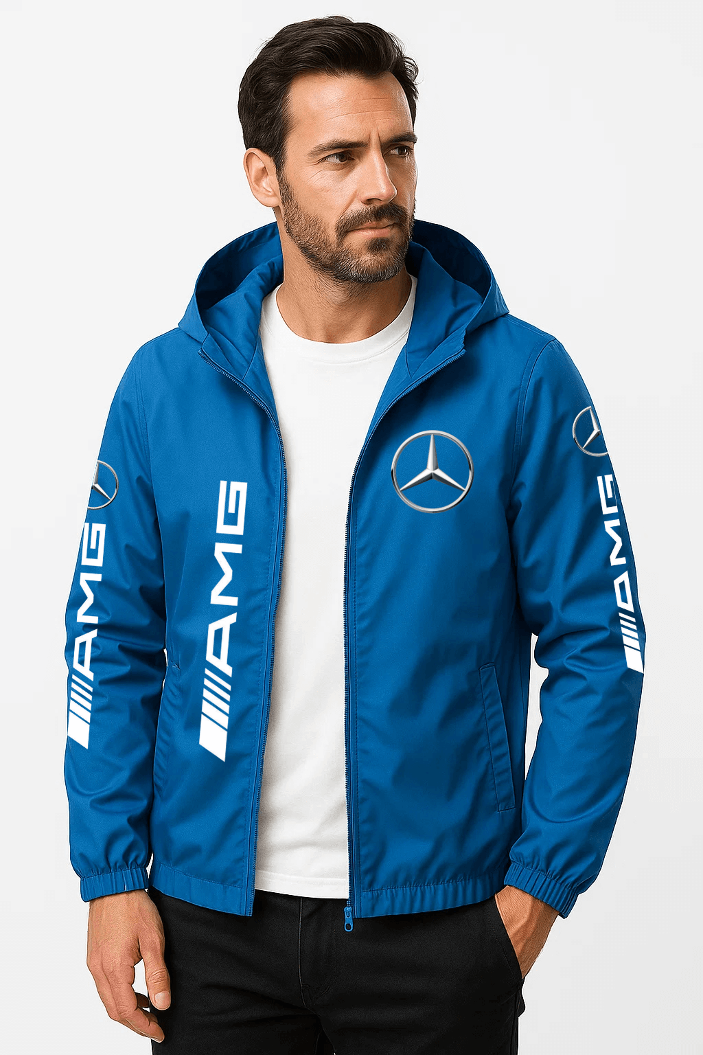 Regnjakke med hætte “AMG”