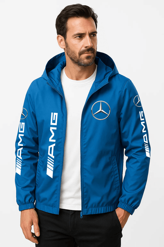 Regnjakke med hætte “AMG”