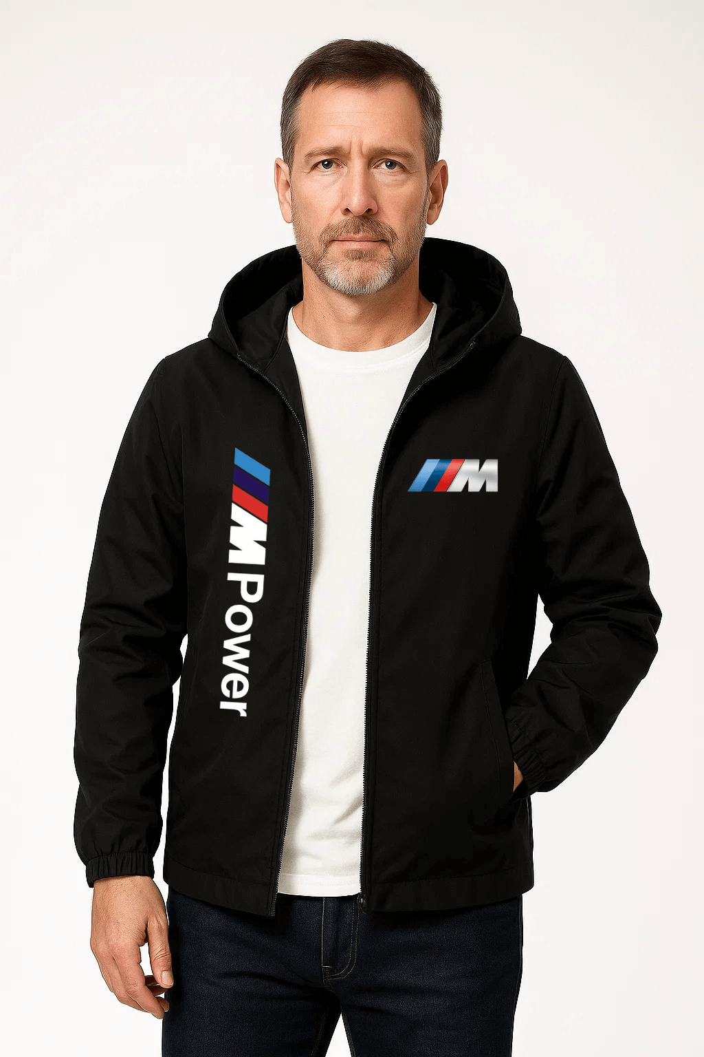 Regnjakke med hætte “M Power”